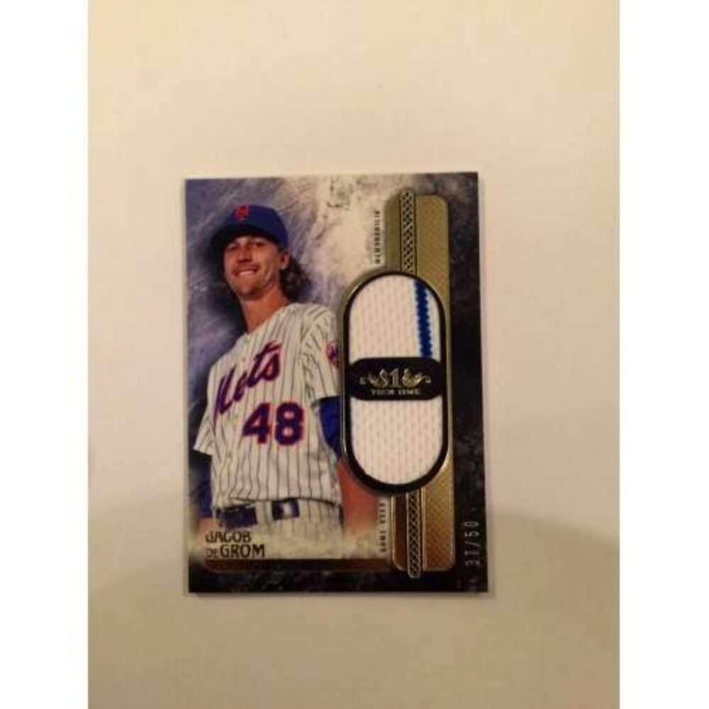 2016 TOPPS TIER ONE GAME USED WORN JERSEY JACOB DEGROM METS #37/50 (023)